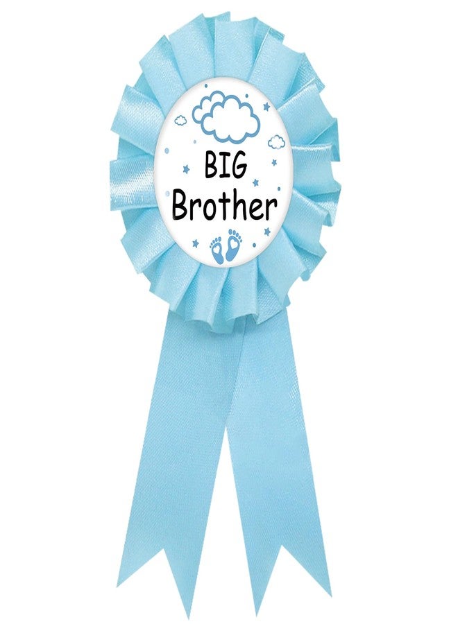 SUPERLUBY Nighttime Sky Big Brother Tinplate Badge Pin, Cloud Brother to Be Pin, Nighttime Sky Happy Birthday Button for Boy, Blue Rosette Birthday Boy Award Ribbon, Cloud Baby Shower Party Favors - Image 1
